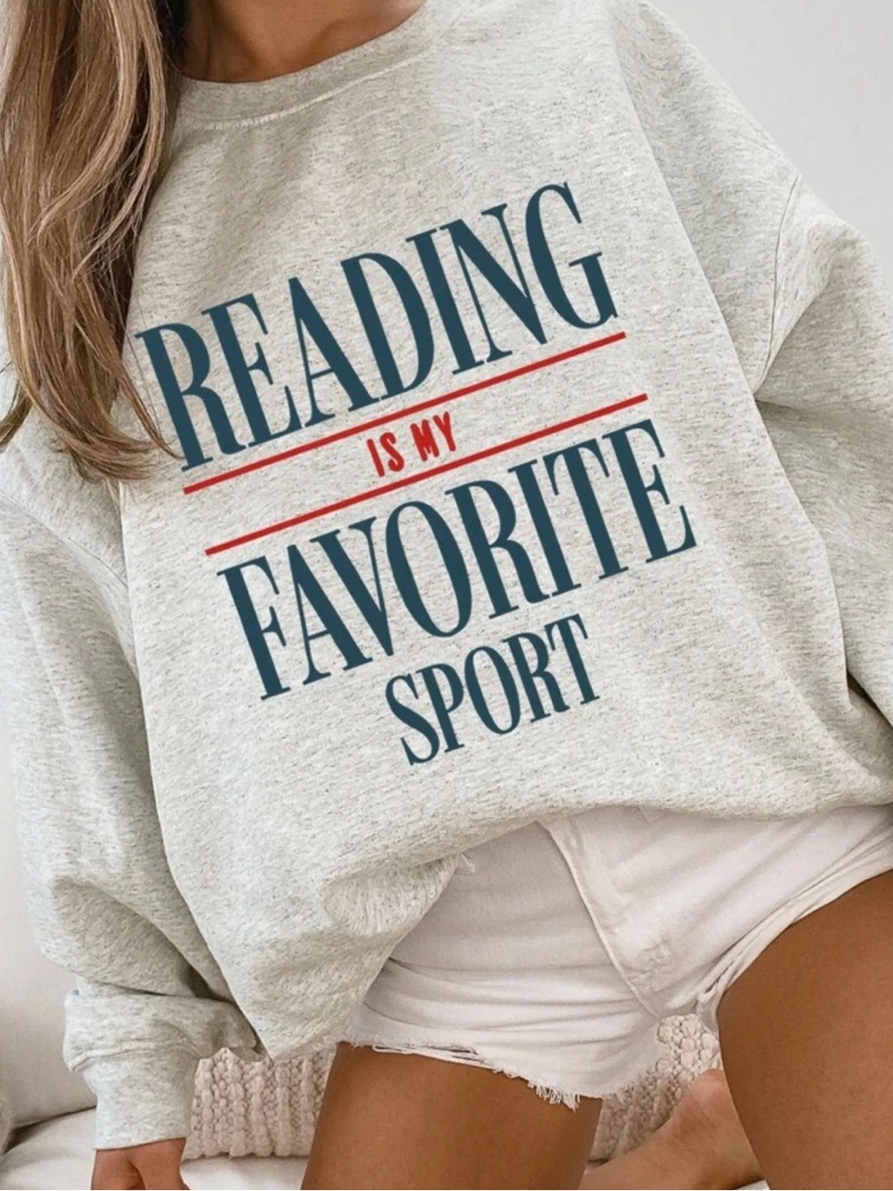 EMERY ROSE Back-To-School Red Autumn Graphic Vintage Book Sweatshirt,Casual Crew